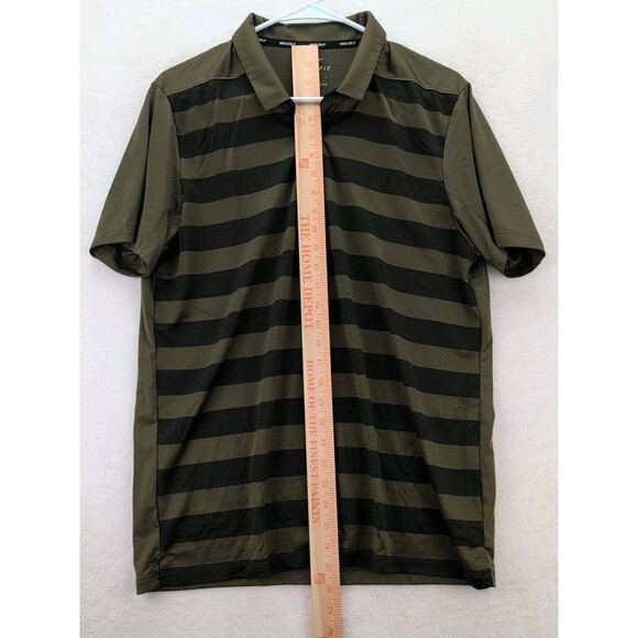 Nike Golf DRI-FIT Lightweight Stretch Polo Shirt Mens Medium Green Black Stripes - Picture 4 of 9
